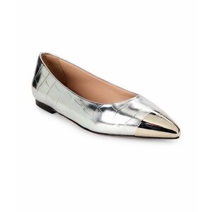 Cavalli Class Silver Croc-Embossed Flats